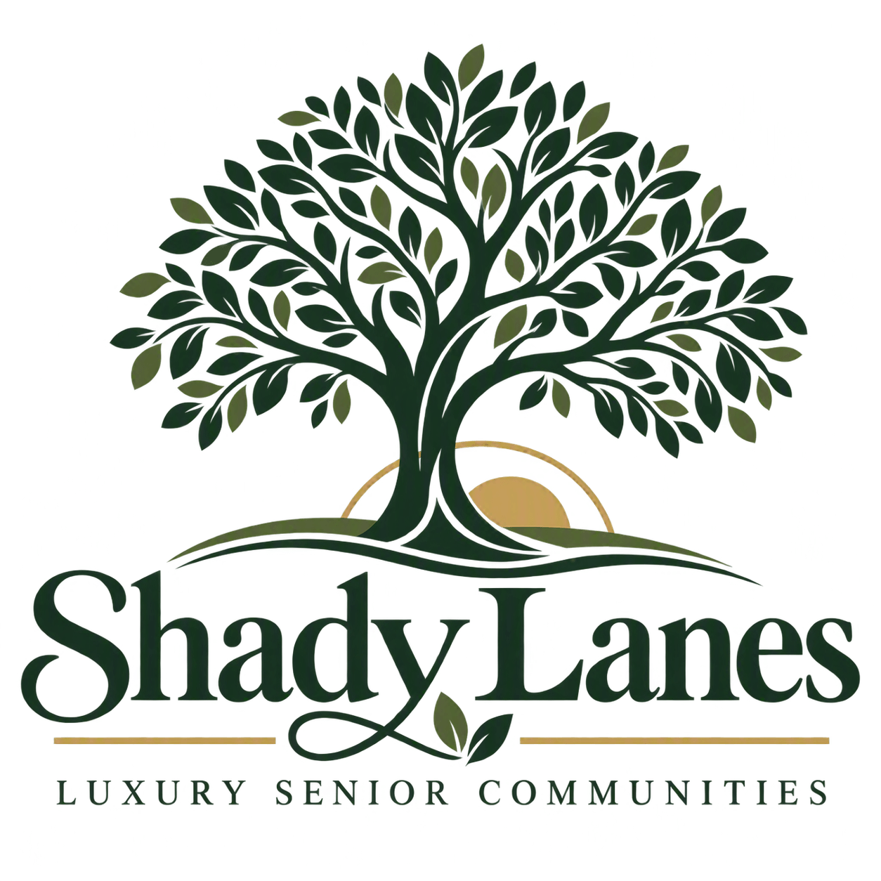 A logo for Shady Lanes, a luxury senior community.